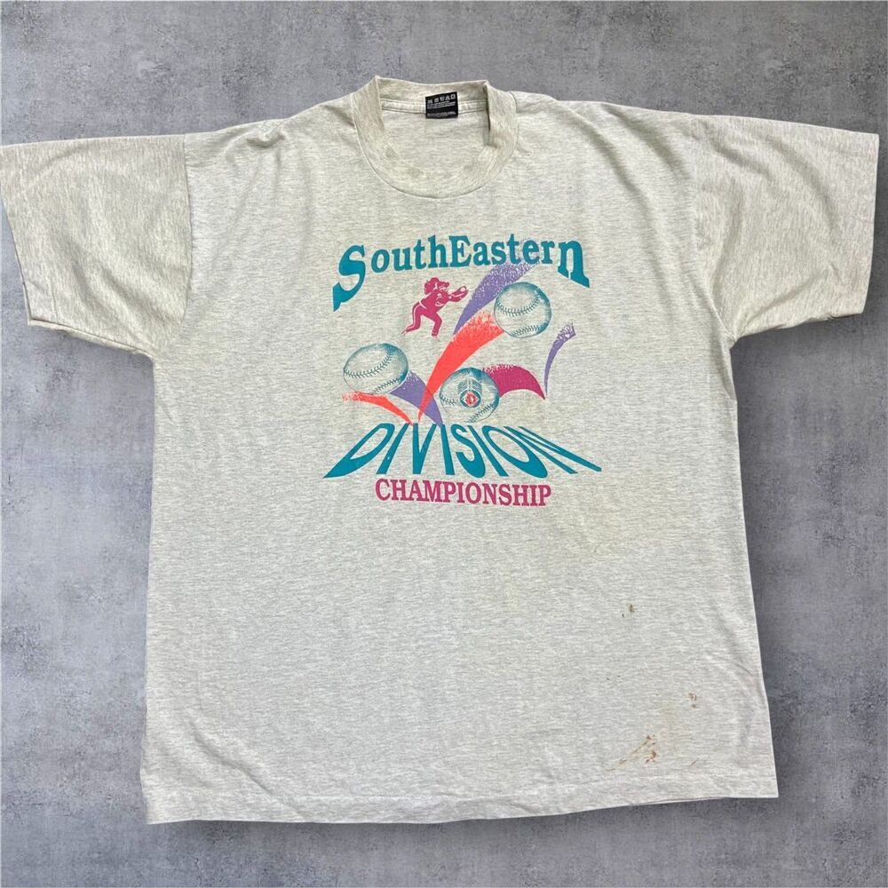 Fruit Of The Loom Vtg 1995 Southeastern Softball Championship Grey Tee Womens XL